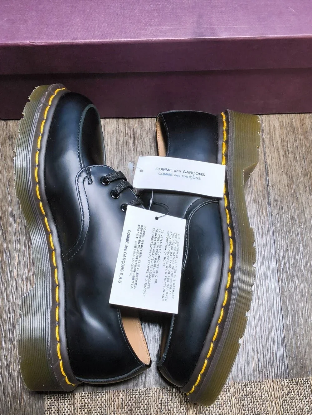 ​Comme des Garçons CDG x Dr Martens Keita Black Leather Shoes Size Mens 5 Wom. 6